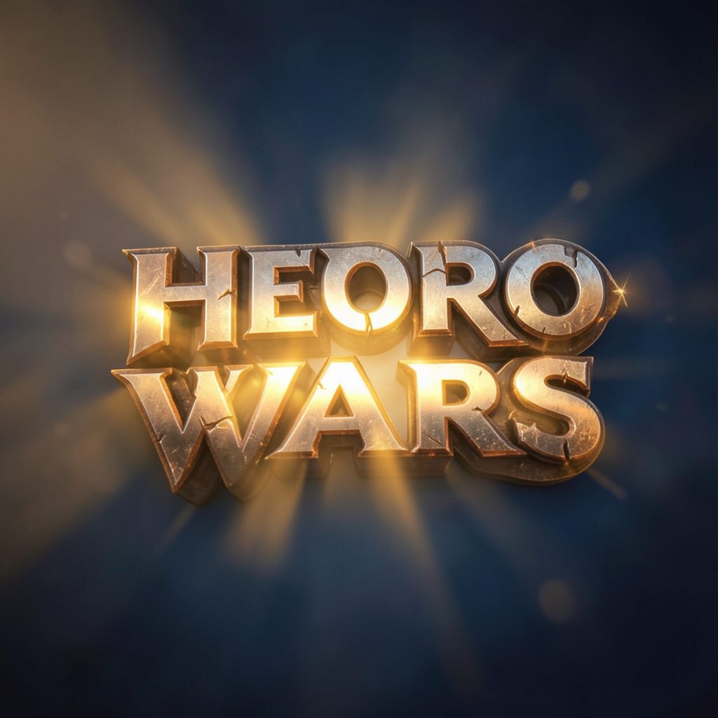 Hero Wars mod APK logo on a dark fantasy background